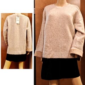 ❤️LAST size M❤️ NWT ZARA light gray CRACKLED KNIT SWEATER